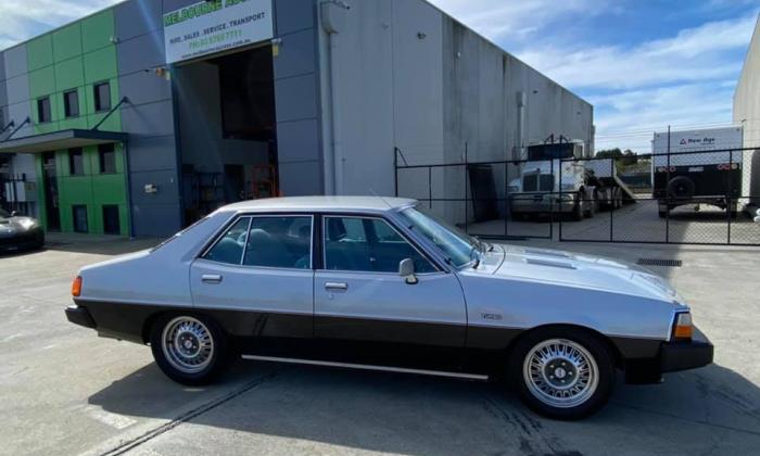 Silver over black 1981 Mitsubishi Sigma Turbo Sedan restored modified for sale (1).jpg