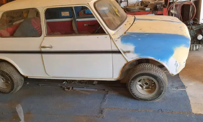 White 1980 Leyland Mini GTS South Africa barn find 2021 (1).png