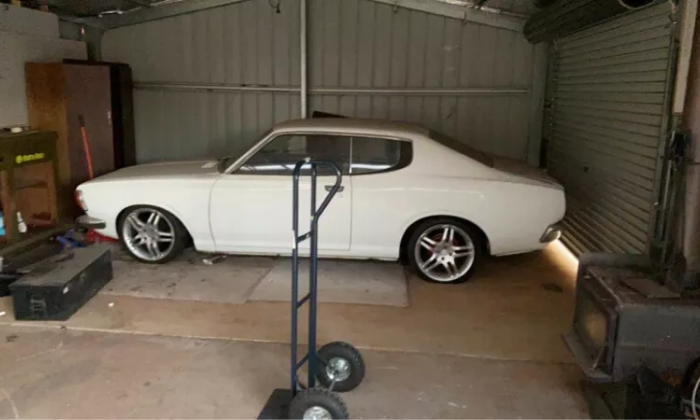 White Datsun 180B SSS Bluebird coupe 1974 for sale SR20 conversion Australia (2).png