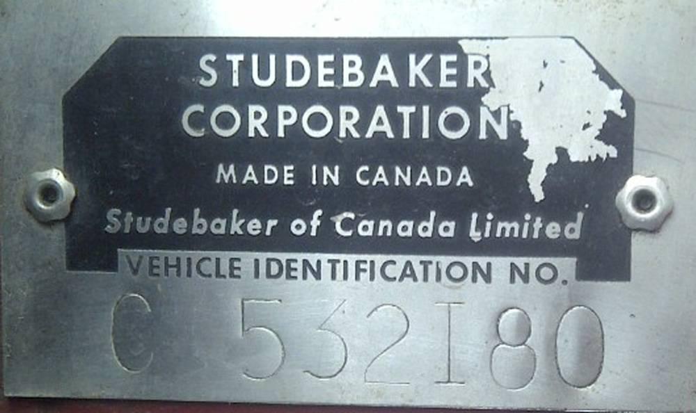 1966 Studebaker Daytona Sport Sedan V8 red white roof (3) VIN plate chassis numbers.jpg