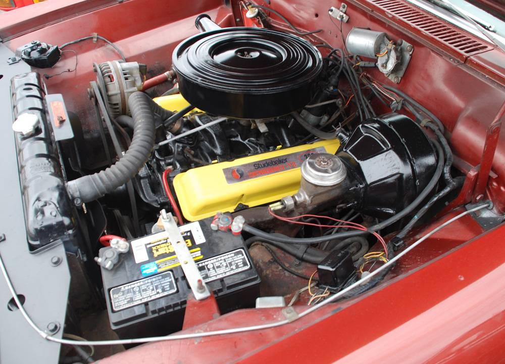 1966 Studebaker Daytona Sport Sedan V8 red white roof (8) VY engine bay thunderbolt v8.jpg