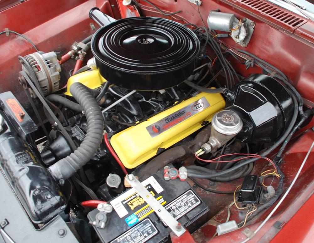 1966 Studebaker Daytona Sport Sedan V8 red white roof (9) VY engine bay thunderbolt v8.jpg