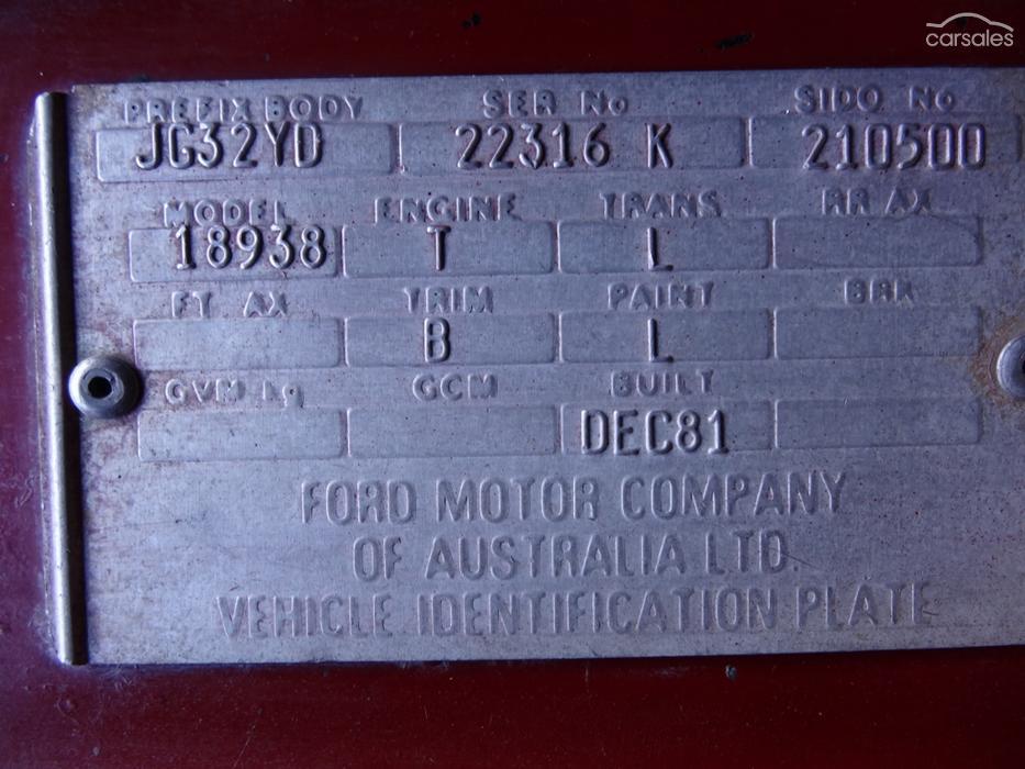 1981 Ford Falcon XD ESP Red original V8 VIN chassis plate data plate image.jpg