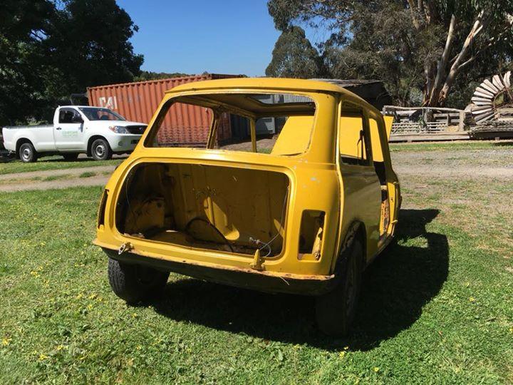 Leyland Mini Sunshine shell stripped unrestored images yellow devil 1977 (6).jpg