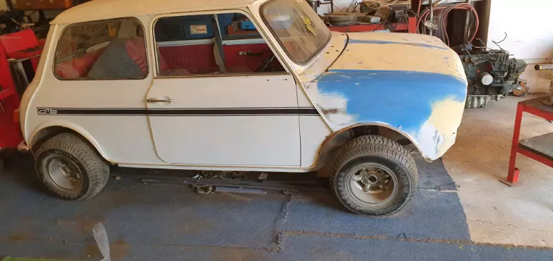 White 1980 Leyland Mini GTS South Africa barn find 2021 (1).png