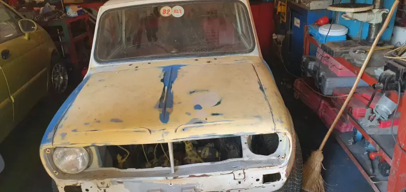 White 1980 Leyland Mini GTS South Africa barn find 2021 (3).png