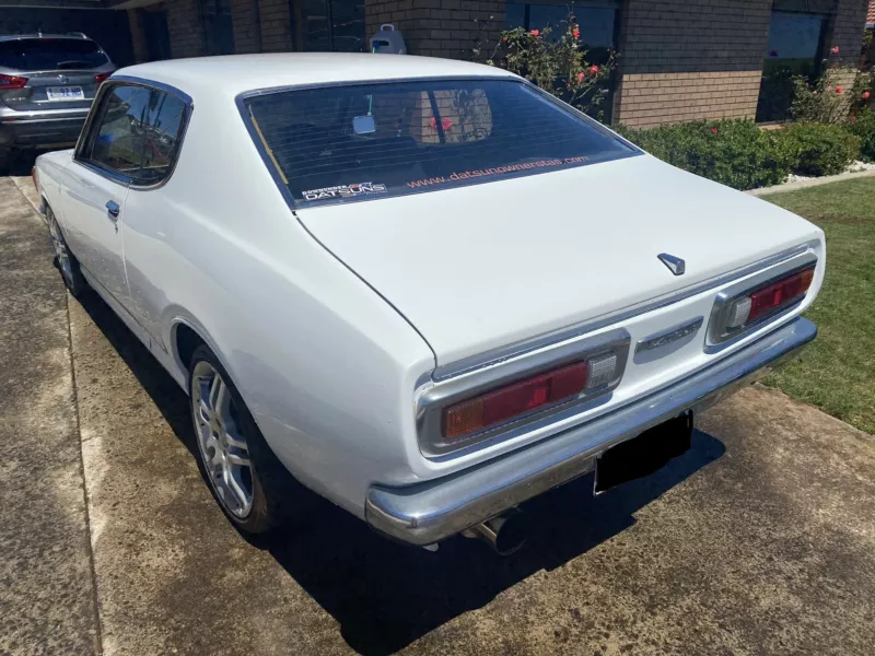 White Datsun 180B SSS Bluebird coupe 1974 for sale SR20 conversion Australia (1).png