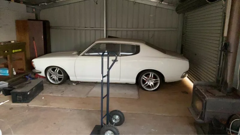 White Datsun 180B SSS Bluebird coupe 1974 for sale SR20 conversion Australia (2).png